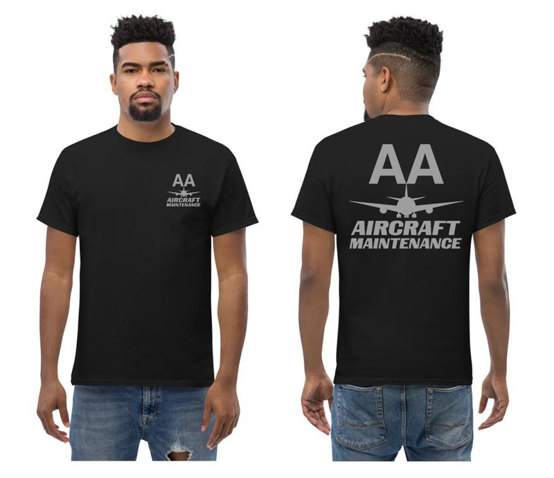 AMERICAN AIRLINES APPAREL - Aircraft Maintenance  Grey Font Logo T-Shirts