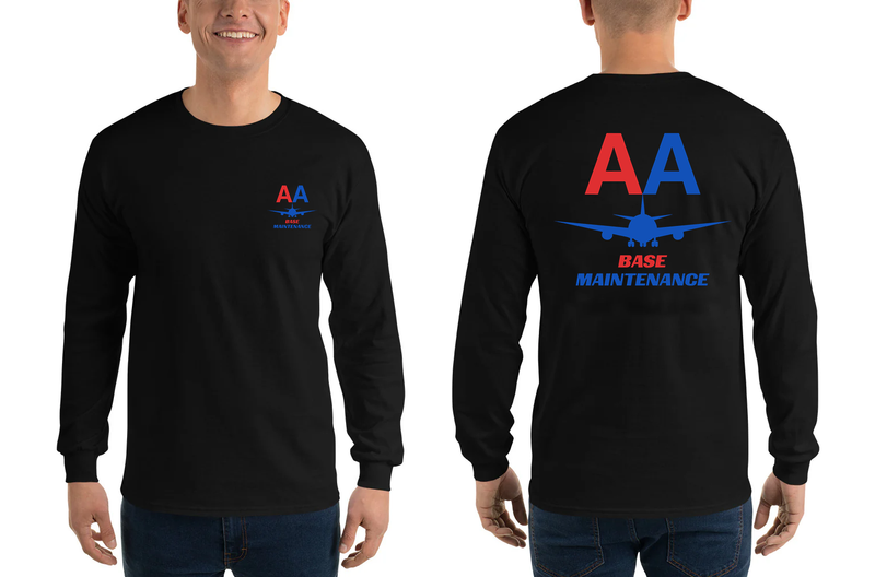 AMERICAN AIRLINES APPAREL - Base Maintenance Red-Blue Logo Long Sleeve Shirts