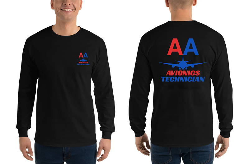 AMERICAN AIRLINES APPAREL - Avionics Technician  Red-Blue Logo Long Sleeve Shirts