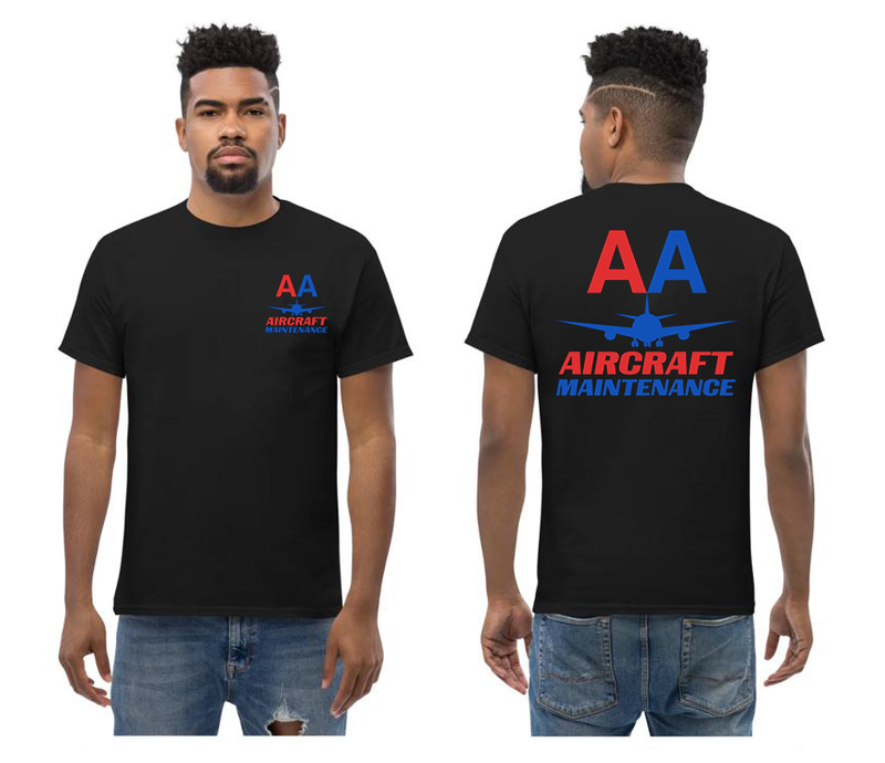 AMERICAN AIRLINES APPAREL - Aircraft Maintenance Red blue Font Logo T-Shirts