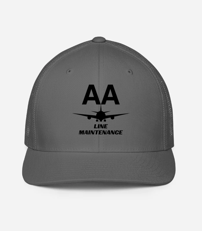 AMERICAN AIRLINES APPAREL -Closedback Trucker Cap (Flexfit 6511)   -Line Maintenance  -   Charcoal Hat