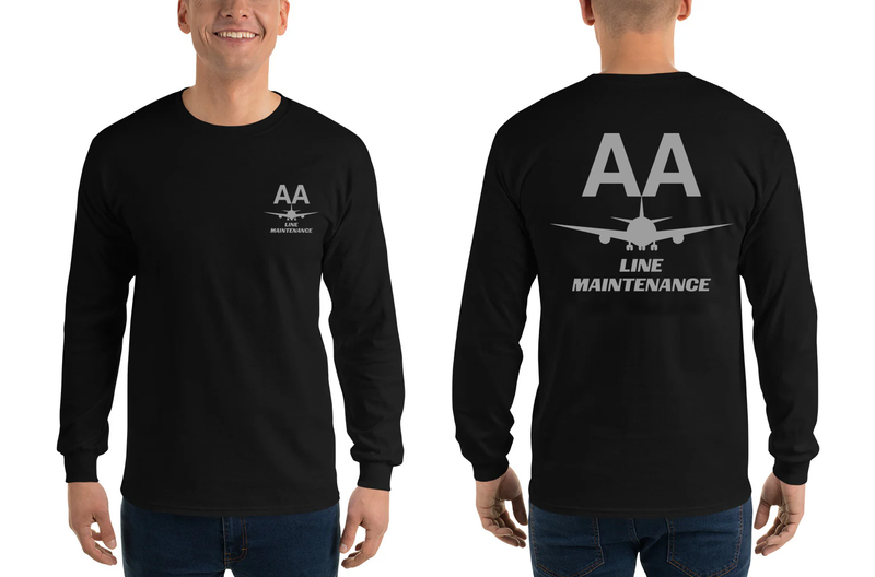 AMERICAN AIRLINES APPAREL - Line Maintenance  Grey Logo Long Sleeve Shirts