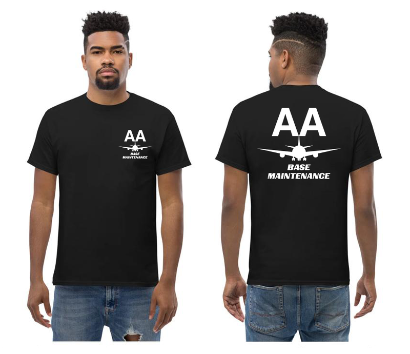 AMERICAN AIRLINES APPAREL -Base Maintenance White Font Logo T-Shirts