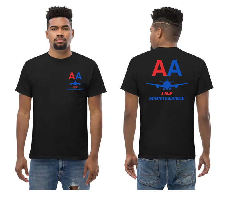 AMERICAN AIRLINES APPAREL Line Maintenance Red blue Font Logo T-Shirts