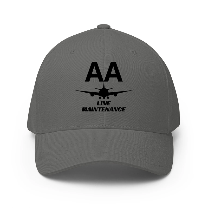 AMERICAN AIRLINES APPAREL - Closed Back Structred Cap (Flexifit 6277) -  Line Maintenance  - Charcoal Hat