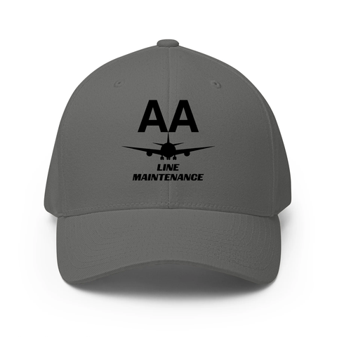 AMERICAN AIRLINES APPAREL - Closed Back Structred Cap (Flexifit 6277) -  Line Maintenance  - Charcoal Hat
