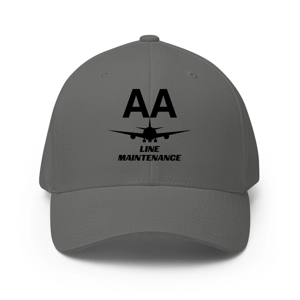 AMERICAN AIRLINES APPAREL - Closed Back Structred Cap (Flexifit 6277) -  Line Maintenance  - Charcoal Hat