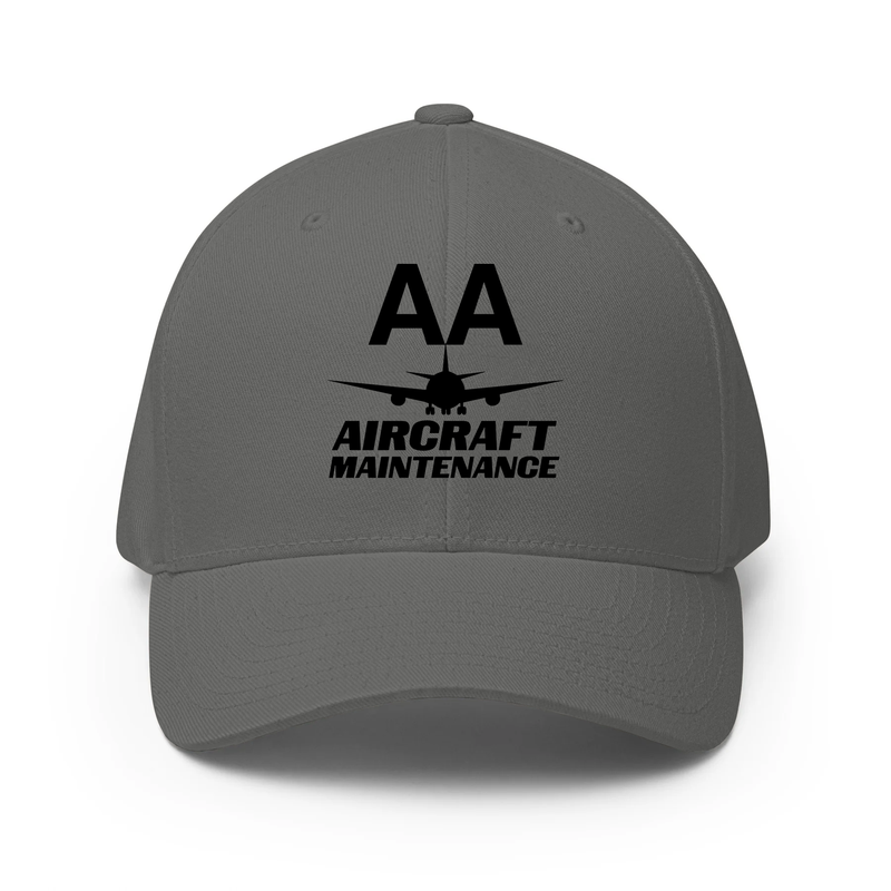 AMERICAN AIRLINES APPAREL - Closed Back Structred Cap (Flexifit 6277)  Aircraft Maintenance - Charcoal Hat