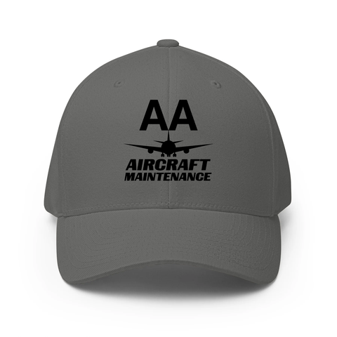 AMERICAN AIRLINES APPAREL - Closed Back Structred Cap (Flexifit 6277)  Aircraft Maintenance - Charcoal Hat