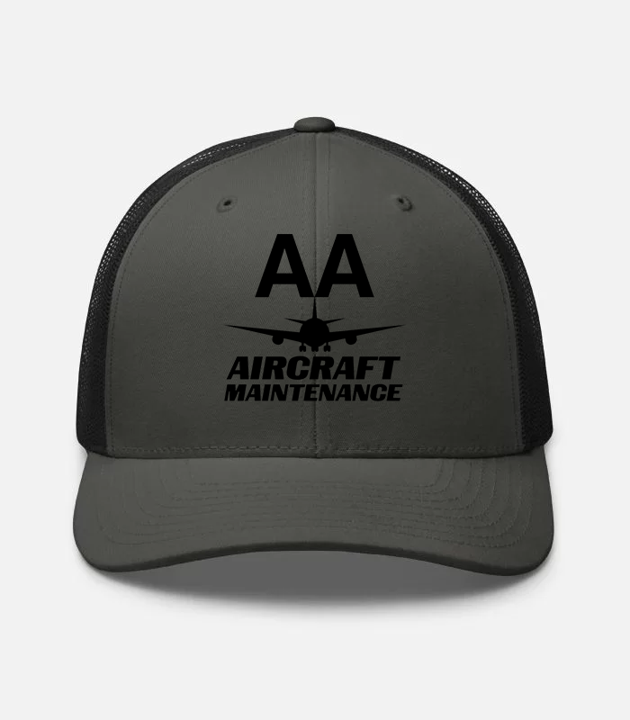 AMERICAN AIRLINES APPAREL - Retro Trucker Hat  Yupoong 6606 - Aircraft Maintenance  -   Charcoal Black hat