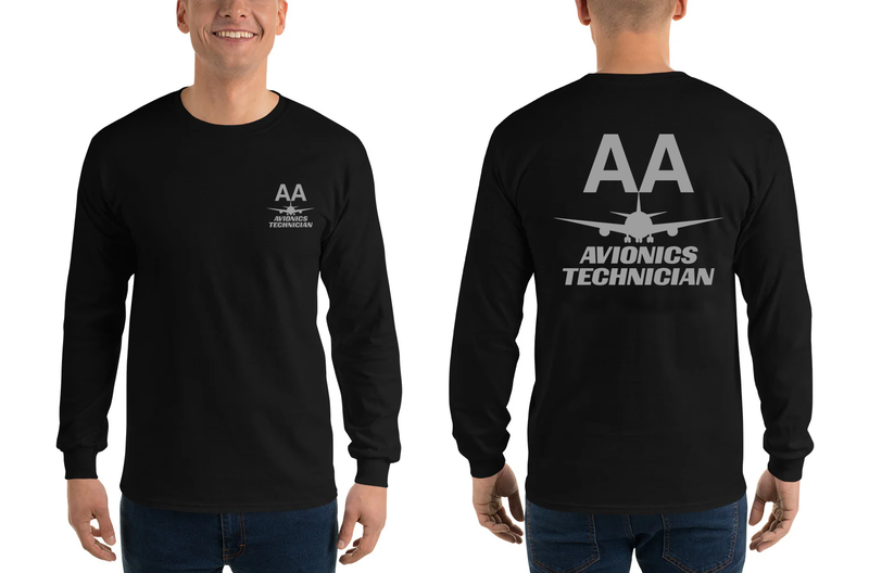 AMERICAN AIRLINES APPAREL - Avionics Technician Grey Logo Long Sleeve Shirts