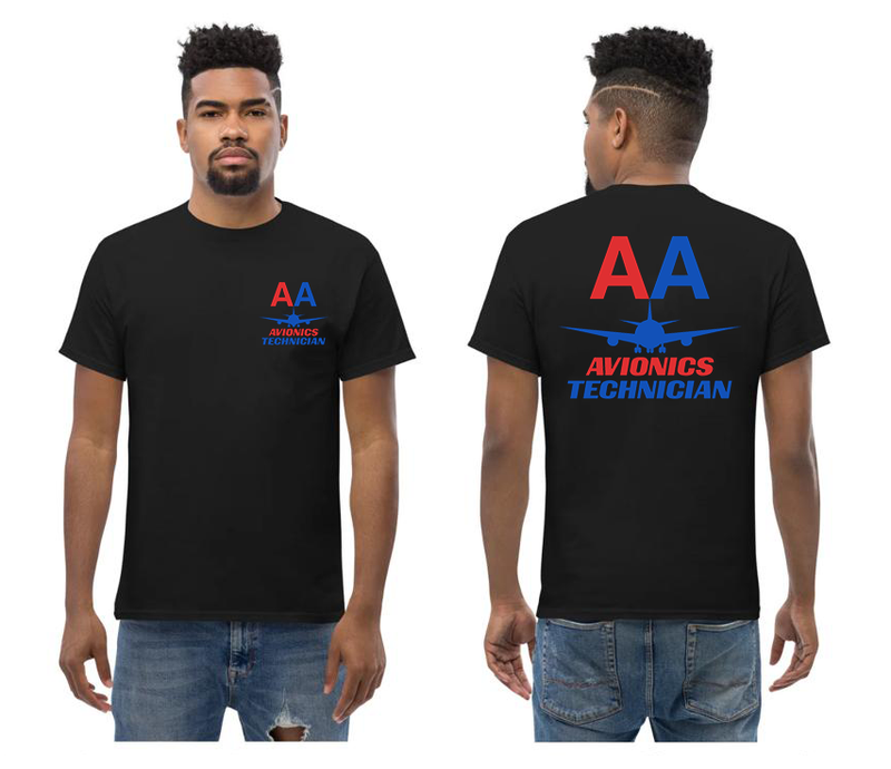 AMERICAN AIRLINES APPAREL - Avionics Technician  Red blue Font Logo T-Shirts