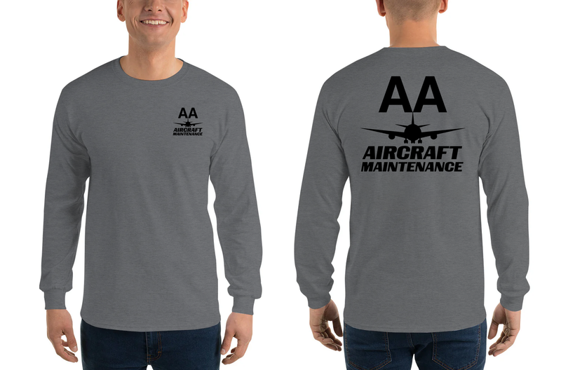 AMERICAN AIRLINES APPAREL - Aircraft Maintenance Black Logo Long Sleeve Shirts