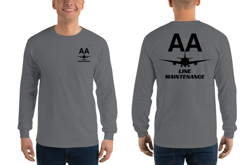 AMERICAN AIRLINES APPAREL - Line Maintenance  Black Logo Long Sleeve Shirts