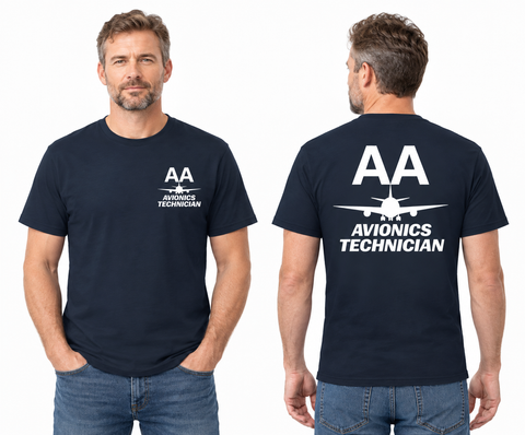 AMERICAN AIRLINES APPAREL Avionics Technician  White Font Logo T-Shirts