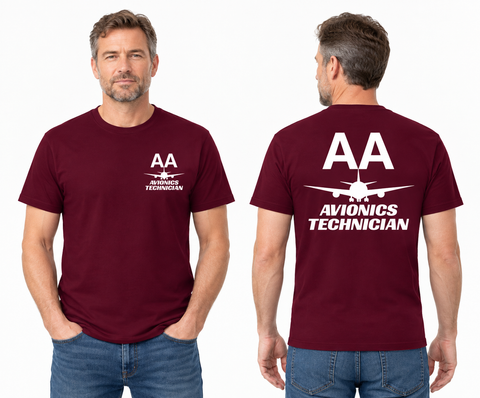 AMERICAN AIRLINES APPAREL Avionics Technician  White Font Logo T-Shirts