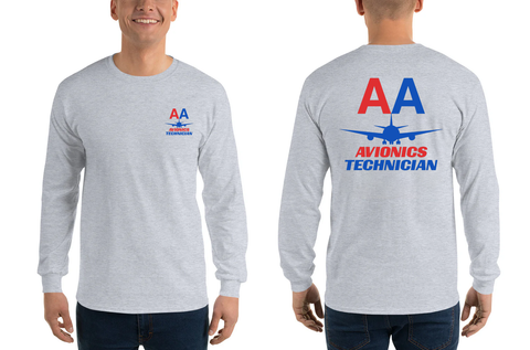 AMERICAN AIRLINES APPAREL - Avionics Technician  Red-Blue Logo Long Sleeve Shirts