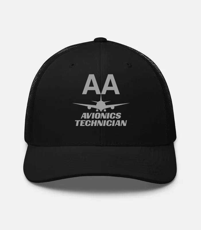 AMERICAN AIRLINES APPAREL - Retro Trucker Hat  Yupoong 6606  -Avionics Technician  -   Black Hat