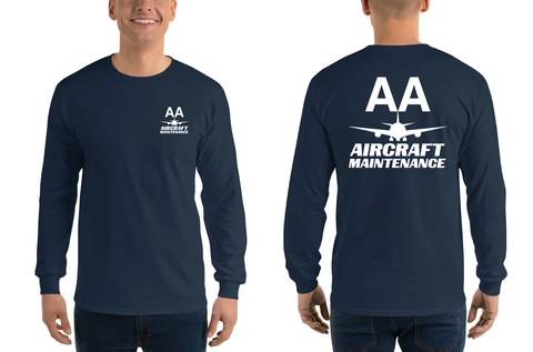AMERICAN AIRLINES APPAREL - Aircraft Maintenance   White Logo Long Sleeve Shirts