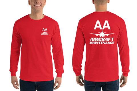AMERICAN AIRLINES APPAREL - Aircraft Maintenance   White Logo Long Sleeve Shirts