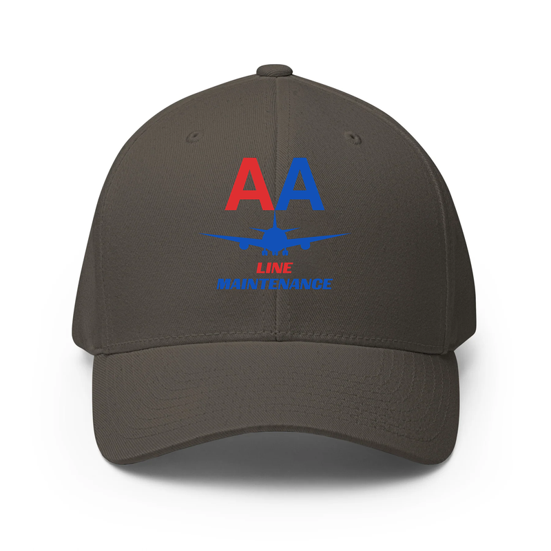 AMERICAN AIRLINES APPAREL - Closed Back Structred Cap (Flexifit 6277) -  Line Maintenance  - DARK GRAY HAT