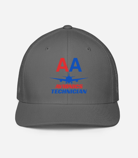 AMERICAN AIRLINES APPAREL -Closedback Trucker Cap (Flexfit 6511)   -Avionics Technician  -   Charcoal Hat