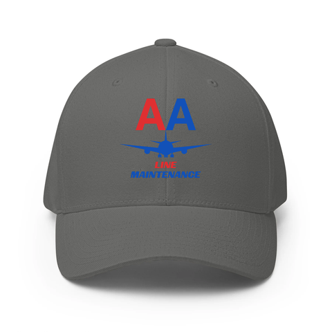 AMERICAN AIRLINES APPAREL - Closed Back Structred Cap (Flexifit 6277) -  Line Maintenance  - Charcoal Hat
