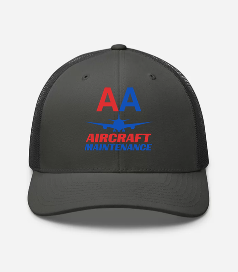 AMERICAN AIRLINES APPAREL - Retro Trucker Hat  Yupoong 6606 - Aircraft Maintenance  -   Charcoal Hat
