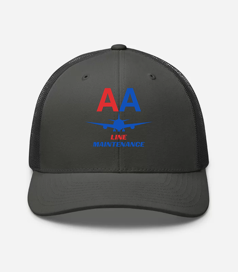 AMERICAN AIRLINES APPAREL - Retro Trucker Hat  Yupoong 6606 - Line Maintenance  -   Charcoal Hat