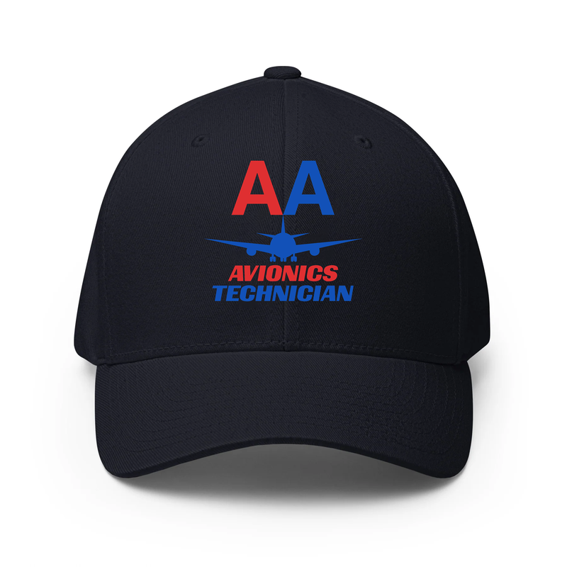 AMERICAN AIRLINES APPAREL - Closed Back Structred Cap (Flexifit 6277) -  Avionics Technician  -  Navy  Hat