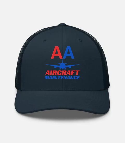 AMERICAN AIRLINES APPAREL - Retro Trucker Hat  Yupoong 6606 - Aircraft Maintenance  -   Navy Hat