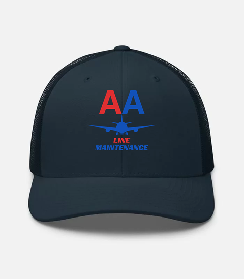 AMERICAN AIRLINES APPAREL - Retro Trucker Hat  Yupoong 6606 - Line Maintenance  -   Navy Hat