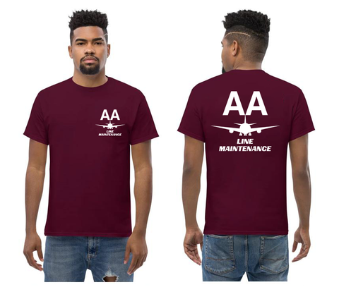 AMERICAN AIRLINES APPAREL Line Maintenance White Font Logo T-Shirts