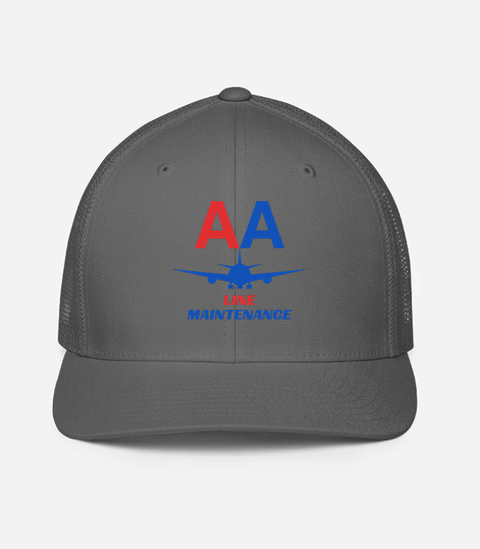 AMERICAN AIRLINES APPAREL -Closedback Trucker Cap (Flexfit 6511)   -Line Maintenance  -   Charcoal Hat