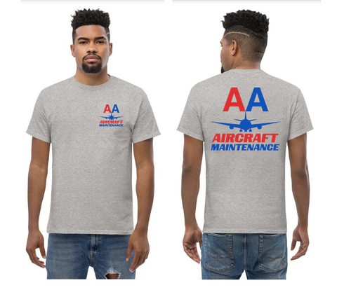 AMERICAN AIRLINES APPAREL - Aircraft Maintenance Red blue Font Logo T-Shirts