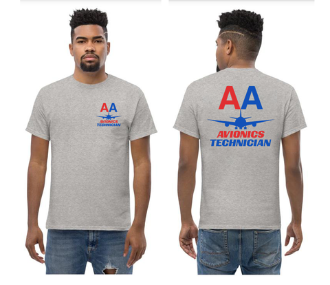 AMERICAN AIRLINES APPAREL - Avionics Technician  Red blue Font Logo T-Shirts