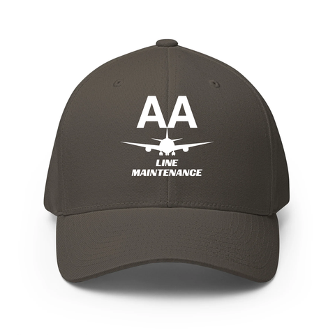 AMERICAN AIRLINES APPAREL - Closed Back Structred Cap (Flexifit 6277) -  Line Maintenance  - DARK GRAY HAT