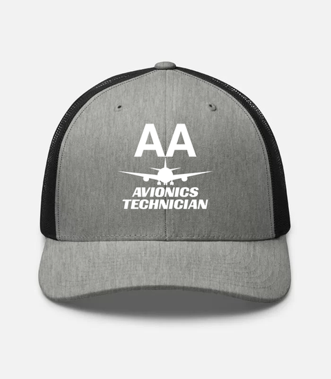 AMERICAN AIRLINES APPAREL - Retro Trucker Hat  Yupoong 6606 - Avionics Technician  -   Heather- Black Hat