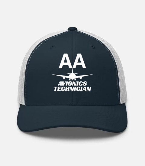 AMERICAN AIRLINES APPAREL - Retro Trucker Hat  Yupoong 6606 - Avionics Technician  -  Navy-White Hat