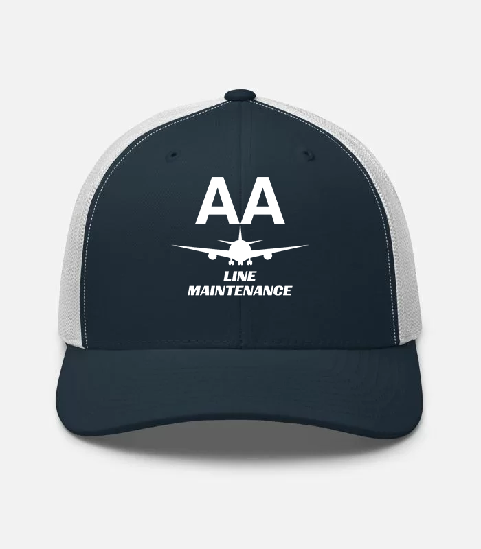 AMERICAN AIRLINES APPAREL - Retro Trucker Hat  Yupoong 6606 - Line Maintenance  -  Navy-White Hat