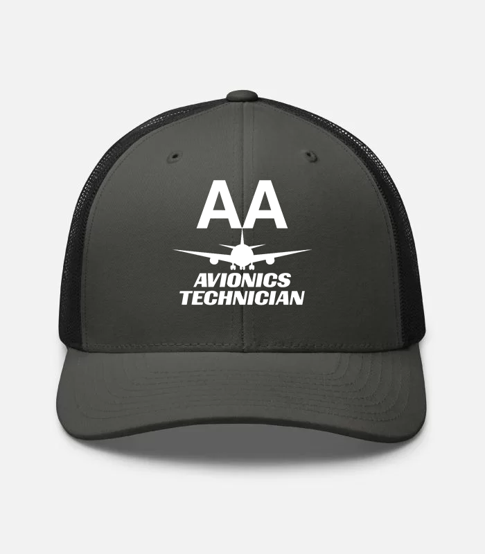 AMERICAN AIRLINES APPAREL - Retro Trucker Hat  Yupoong 6606 - Avionics Technician  -   Charcoal white Hat