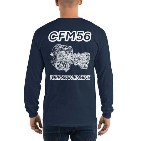 AMT Aircraft Maintenance, CFM56 Turbofan Engine Men’s Long Sleeve Shirt