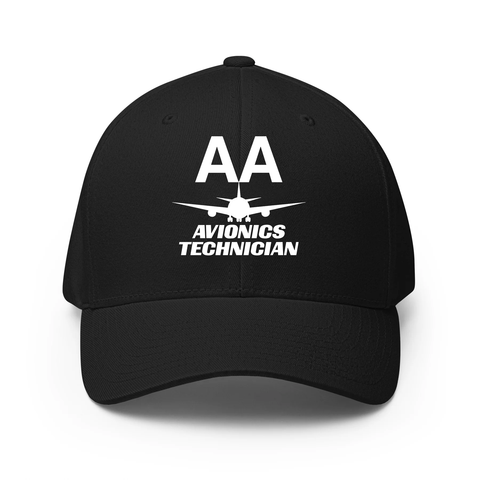 AMERICAN AIRLINES APPAREL - Closed Back Structred Cap (Flexifit 6277) -  Avionics Technician  -  Black Caps