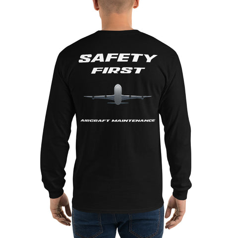 Flight Crew, Safety First Aircraft Maintenance Men’s Long Sleeve Shirt