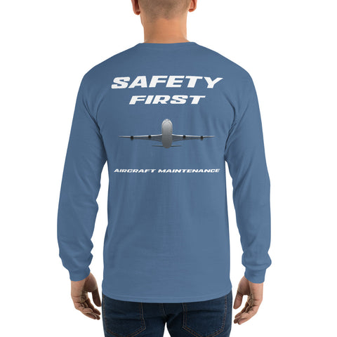 Tech-Ops Aircraft Maintenance, Safety First Aircraft Maintenance Men’s Long Sleeve Shirt