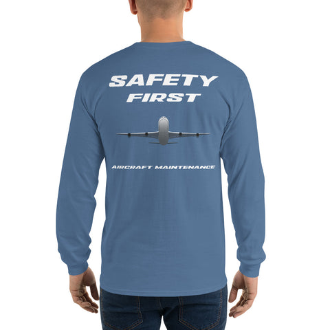 Flight Crew, Safety First Aircraft Maintenance Men’s Long Sleeve Shirt