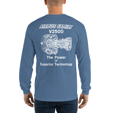 Fleet Service, Airbus Family V2500 The Power Of Superior Technology Men’s Long Sleeve Shirt