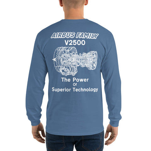 Flight Crew, Airbus Family V2500 The Power Of Superior Technology Men’s Long Sleeve Shirt