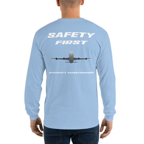 AMT Aircraft Maintenance, Safety First Aircraft Maintenance Men’s Long Sleeve Shirt