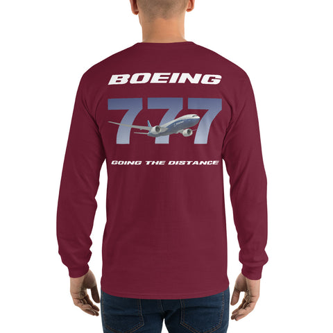 Tech-Ops Aircraft Maintenance, Boeing 777 Going The Distance Men’s Long Sleeve Shirt